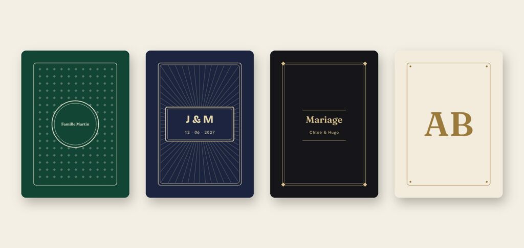 Quatre modèles de dos de cartes personnalisés