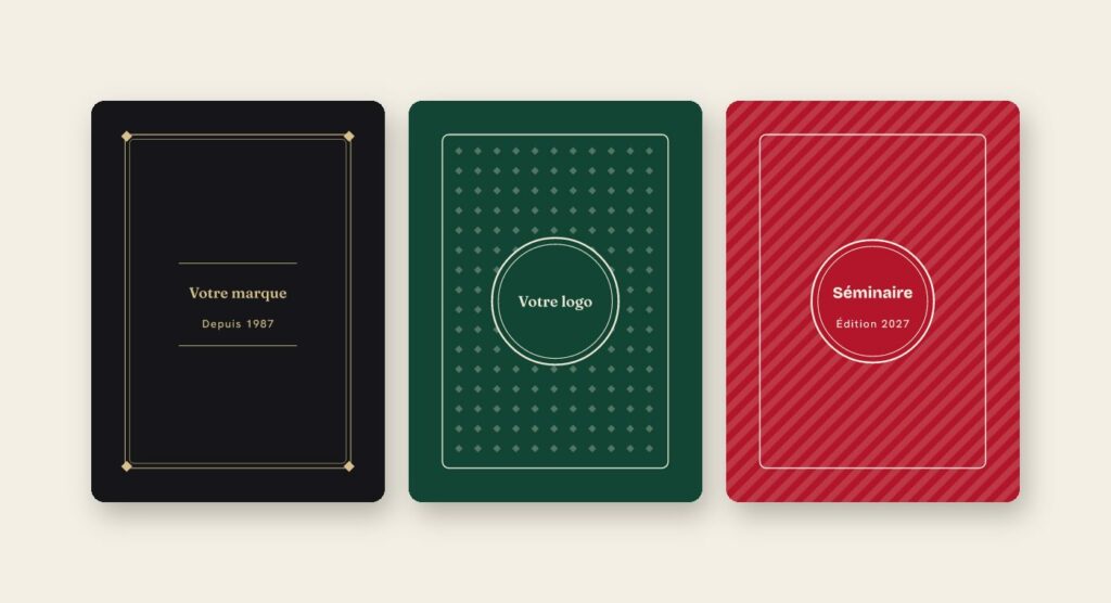 Dos de cartes personnalisés avec un logo et un nom d’entreprise