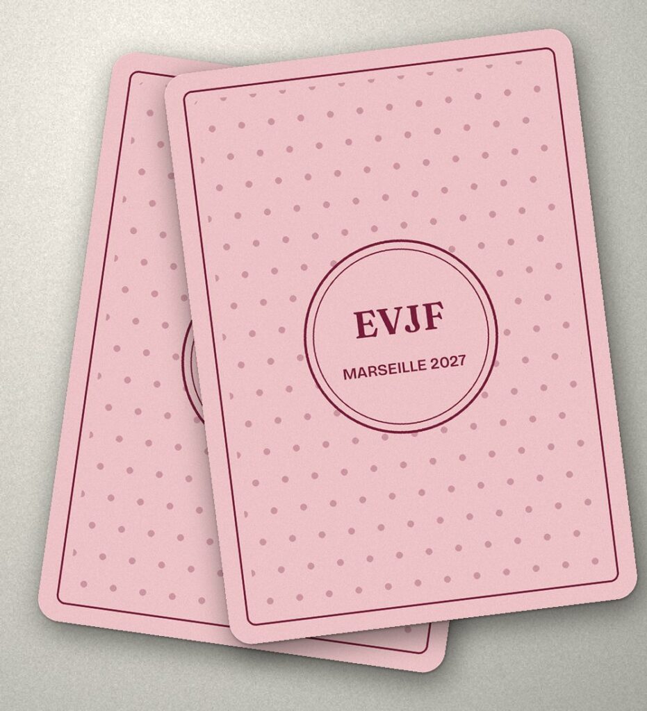 Dos de carte personnalisé pour un EVJF